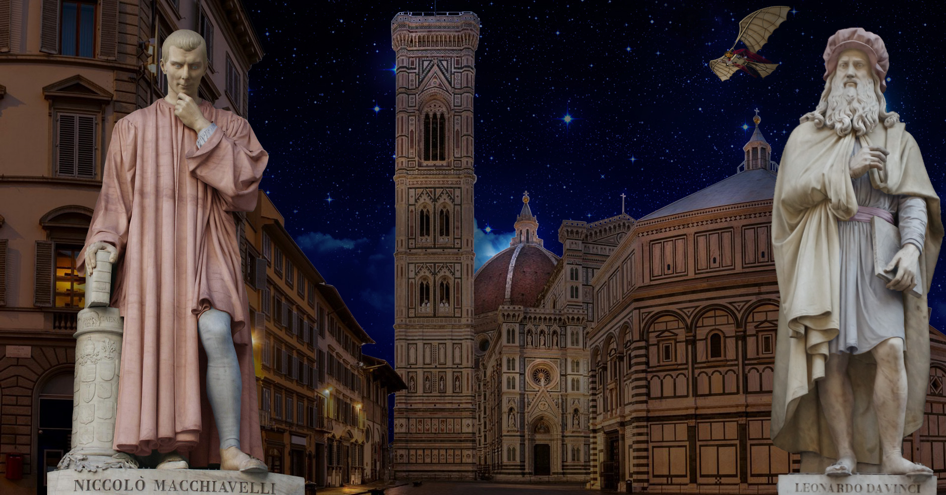 Niccolò Machiavelli and Leonardo da Vinci Symbols of the Renaissance in Florence Italy, testify to the importance of the wisdom of history.